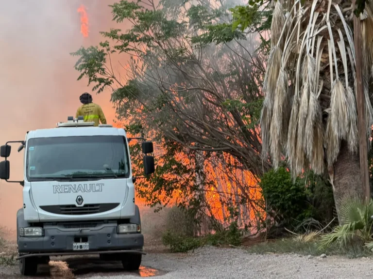 Incendio de pasturas en Médano de Oro: bomberos lograron controlar el fuego