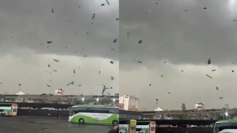 Temporal histórico en Chile: un tornado arrancó el techo de una terminal de micros