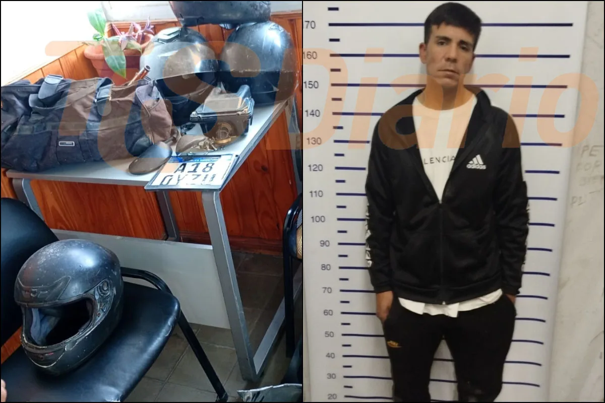 Lo atraparon con una moto robada, cascos y herramientas: un vecino lo acorraló y la Policía se lo llevó esposado