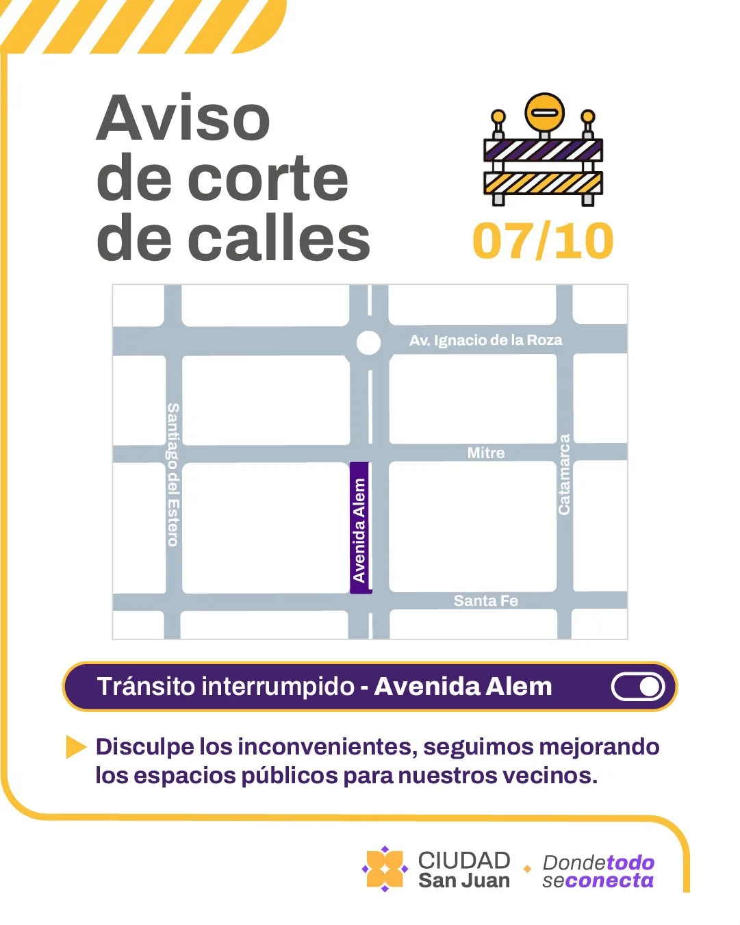 Corte en avenida Alem: este miércoles habrá trabajos entre Mitre y Santa Fe